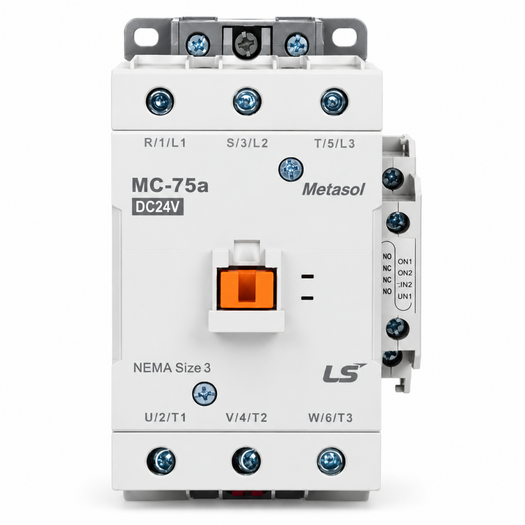 MC-75a DC24V Kontaktor 75A/37kW AC3 ;  1a1b  -1NO1NC (Metasol) LUG TYPE
