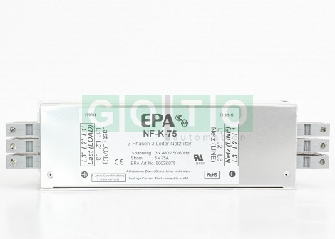 EPA NF-K-75 COMPACT 3 PHASE FILTER 2STAGE 75A/480VAC