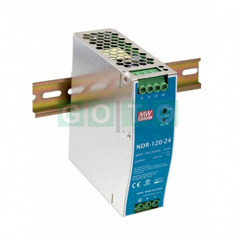 NDR-120-12 Napajalnik, DIN rail  Output 120W 12VDC ; 10A  kovinsko ohišje 
