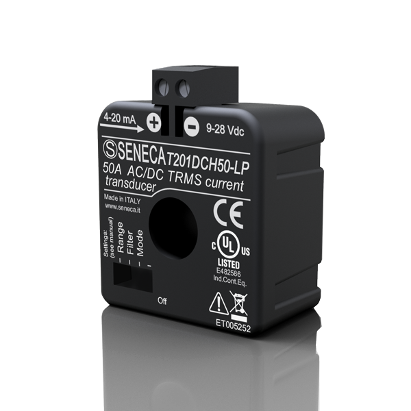 Seneca T201DCH50-LPAC/DC contactless TRMS AC/DC transducer with 4..20 mA output