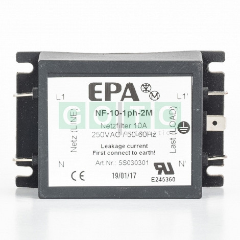 EPA NF-10-1PH-2M 1PHASE FILTER 2STAGE 10A/250VAC