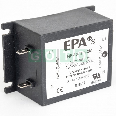 EPA NF-10-1PH-2M 1PHASE FILTER 2STAGE 10A/250VAC