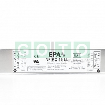NF-KC-16-LL EPA NF-KC-16-LL COMPACT 3 PHASE FILTER 2STAGE 16A/480VAC LOW LEAKAGE