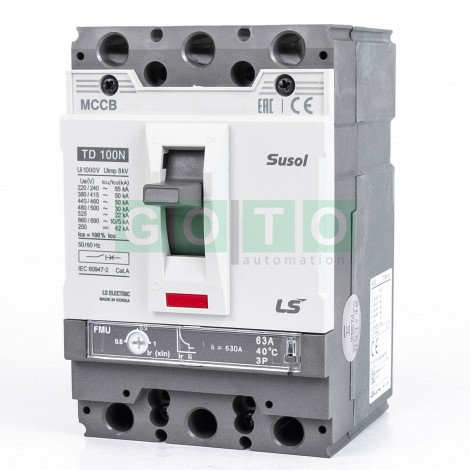 TD100H FMU 63A 3POL Susol MCCB Odklopnik Low voltage 85kA
