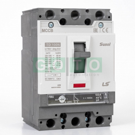 TD100N FMU 100A 3POL Susol MCCB Odklopnik Low voltage 50kA