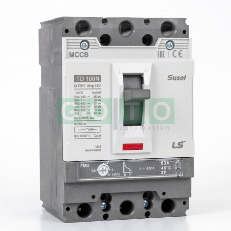 TD100N FMU 63A 3POL Susol MCCB Odklopnik Low voltage 50kA